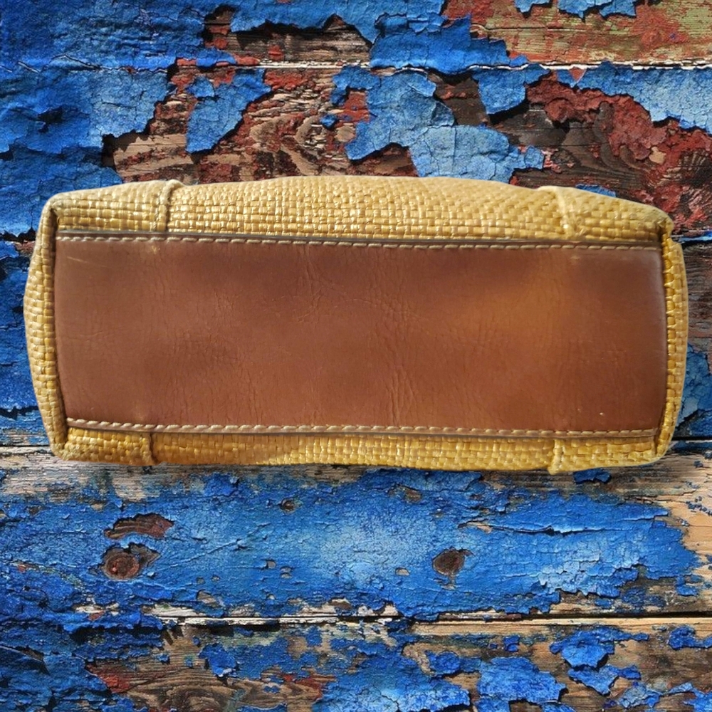 Vintage FOSSIL Woven Mini Satchel Shoulder Bag Leather Trim Y2K Genuine Classic - Picture 7 of 16